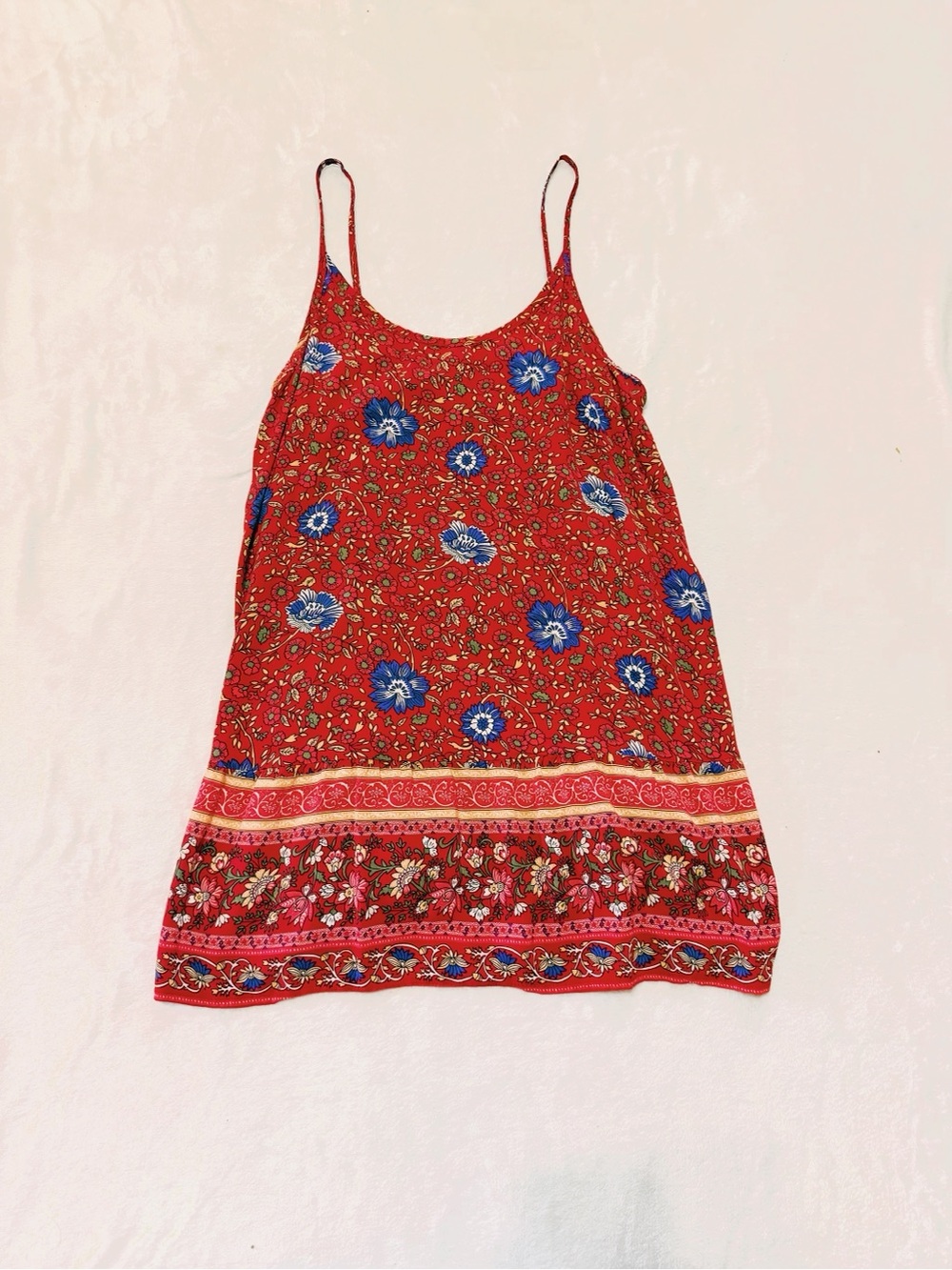 Red Floral Spaghetti-Strap Tank Top